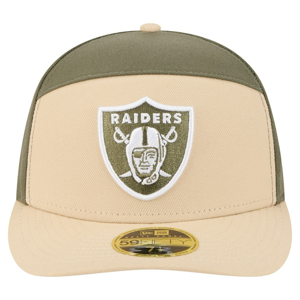 Las Vegas Raiders New Era Two-Tone Color Pack Split Panel 59FIFTY Fitted Hat Light Beige/Olive