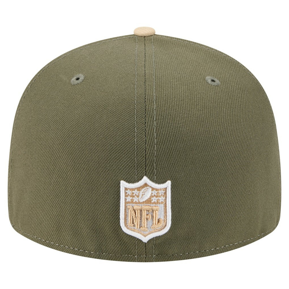 Las Vegas Raiders New Era Two-Tone Color Pack Split Panel 59FIFTY Fitted Hat Light Beige/Olive