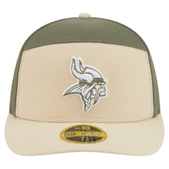 Minnesota Vikings New Era Two-Tone Color Pack Split Panel 59FIFTY Fitted Hat Light Beige/Olive