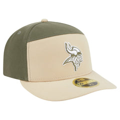 Minnesota Vikings New Era Two-Tone Color Pack Split Panel 59FIFTY Fitted Hat Light Beige/Olive