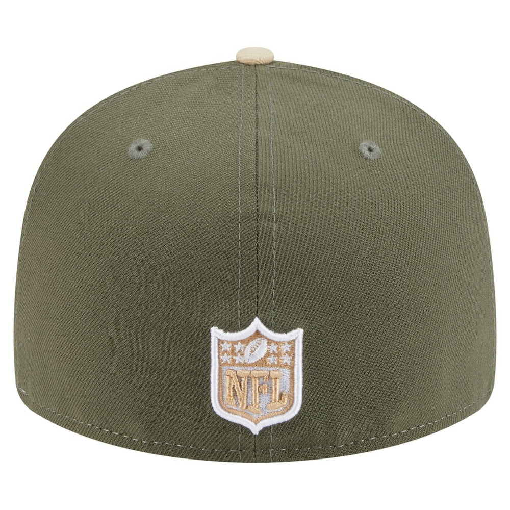 Minnesota Vikings New Era Two-Tone Color Pack Split Panel 59FIFTY Fitted Hat Light Beige/Olive