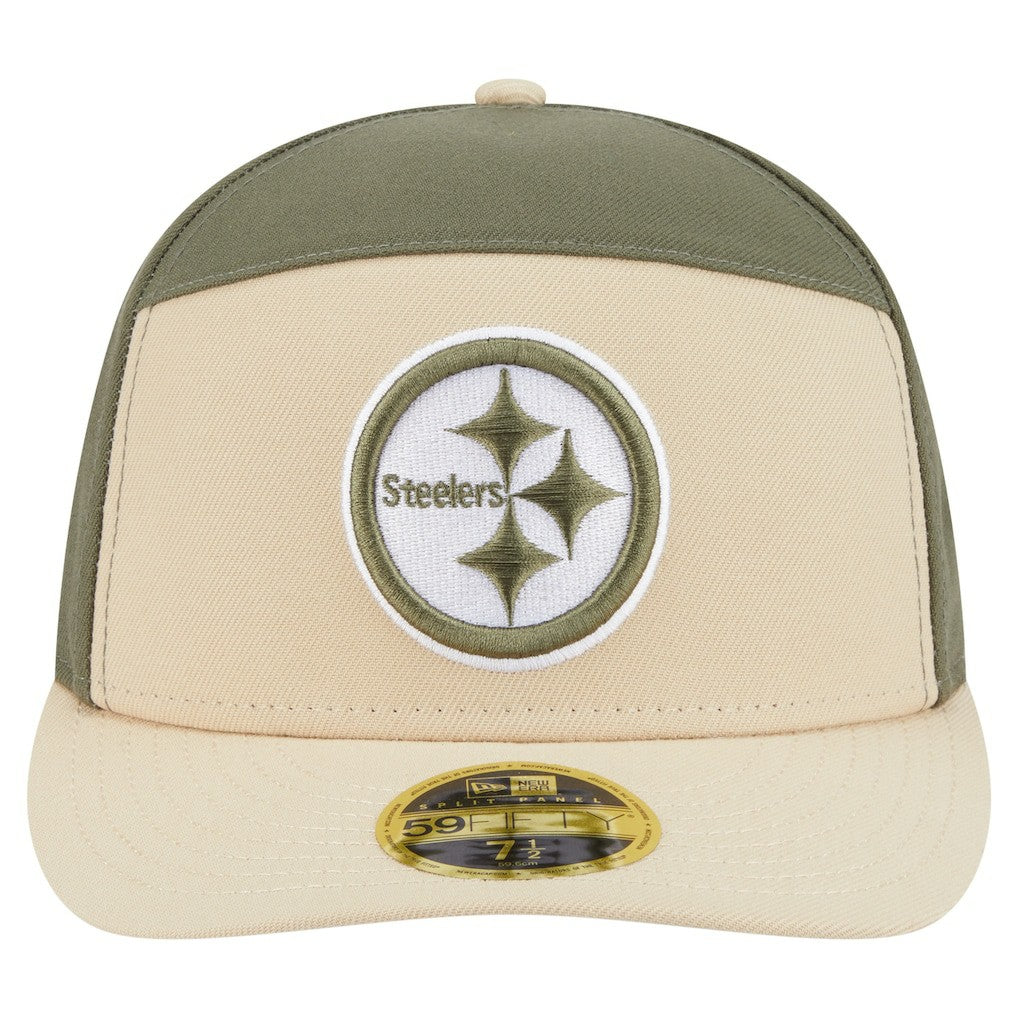 Pittsburgh Steelers New Era Two-Tone Color Pack Split Panel 59FIFTY Fitted Hat Light Beige/Olive