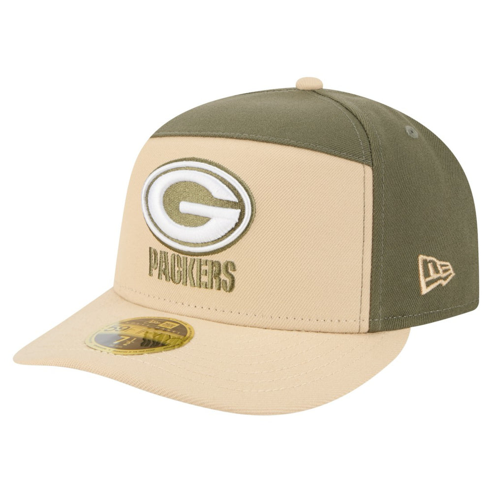 Green Bay Packers New Era Two-Tone Color Pack Split Panel 59FIFTY Fitted Hat Light Beige/Olive
