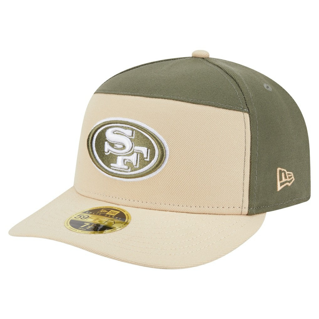 San Francisco 49ers New Era Two-Tone Color Pack Split Panel 59FIFTY Fitted Hat Light Beige/Olive