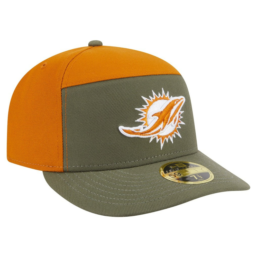 Miami Dolphins New Era Two-Tone Color Pack Split Panel 59FIFTY Fitted Hat Olive/Brown
