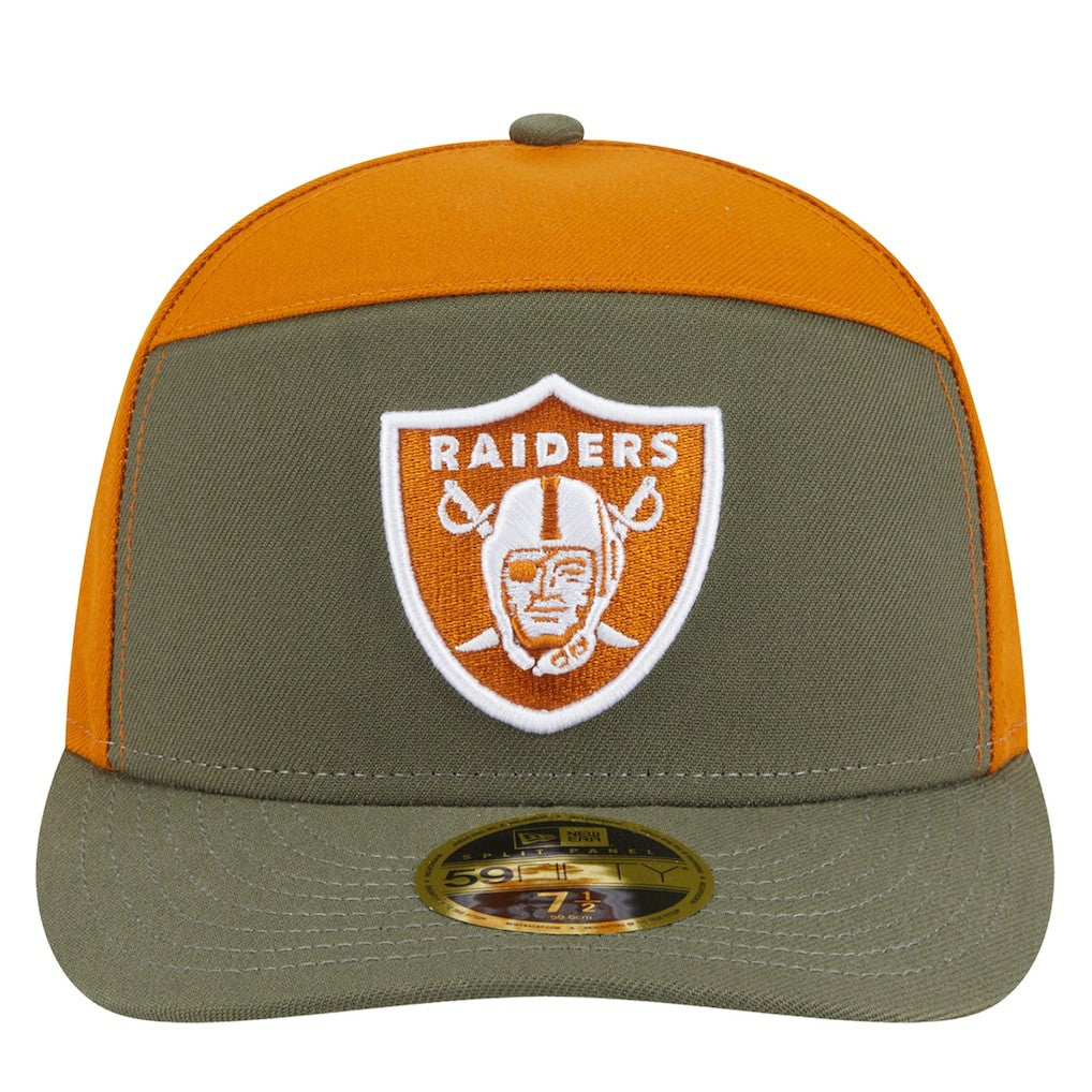 Las Vegas Raiders New Era Two-Tone Color Pack Split Panel 59FIFTY Fitted Hat Olive/Brown