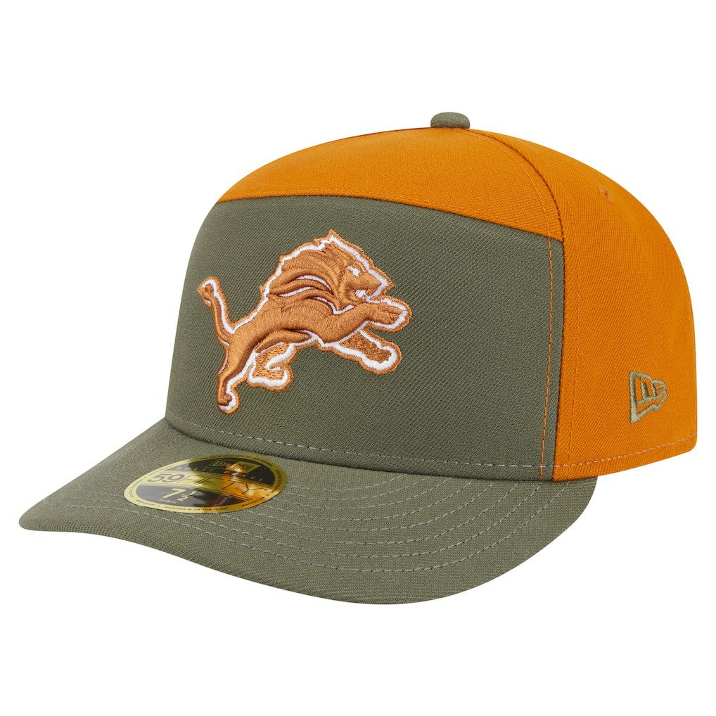 Detroit Lions New Era Two-Tone Color Pack Split Panel 59FIFTY Fitted Hat Olive/Brown