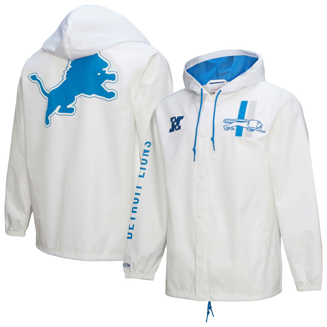 Detroit Lions Vintage Logo Coaches Full-Snap Hoodie Jacket White