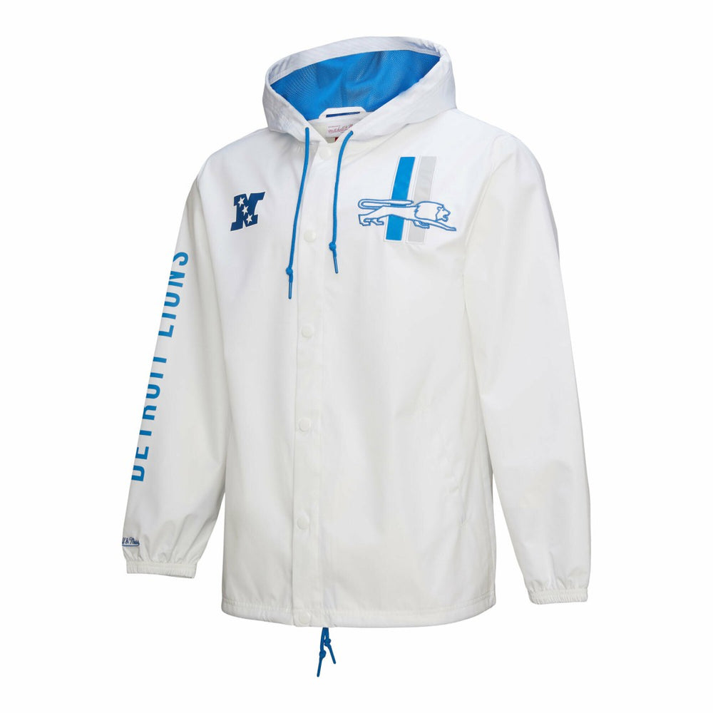 Detroit Lions Vintage Logo Coaches Full-Snap Hoodie Jacket White