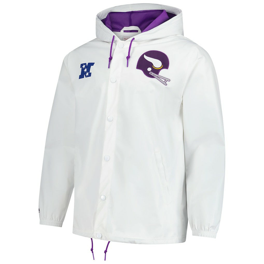 Minnesota Vikings Vintage Logo Coaches Full-Snap Hoodie Jacket White