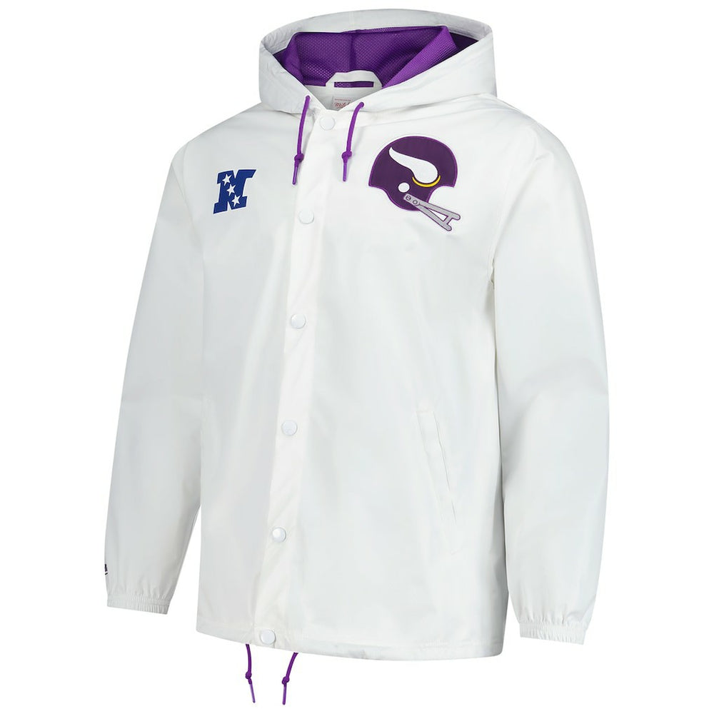 Minnesota Vikings Vintage Logo Coaches Full-Snap Hoodie Jacket White