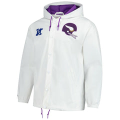 Minnesota Vikings Vintage Logo Coaches Full-Snap Hoodie Jacket White