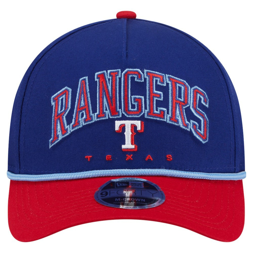 Texas Rangers New Era Arch 9FORTY A-Frame M-Crown Adjustable Hat - Royal/Red Hats