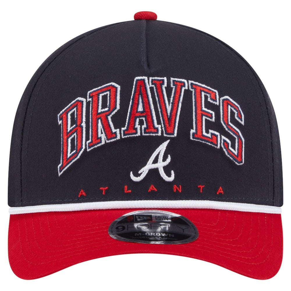 Atlanta Braves New Era Arch 9FORTY A-Frame M-Crown Adjustable Hat - Navy/Red Hats
