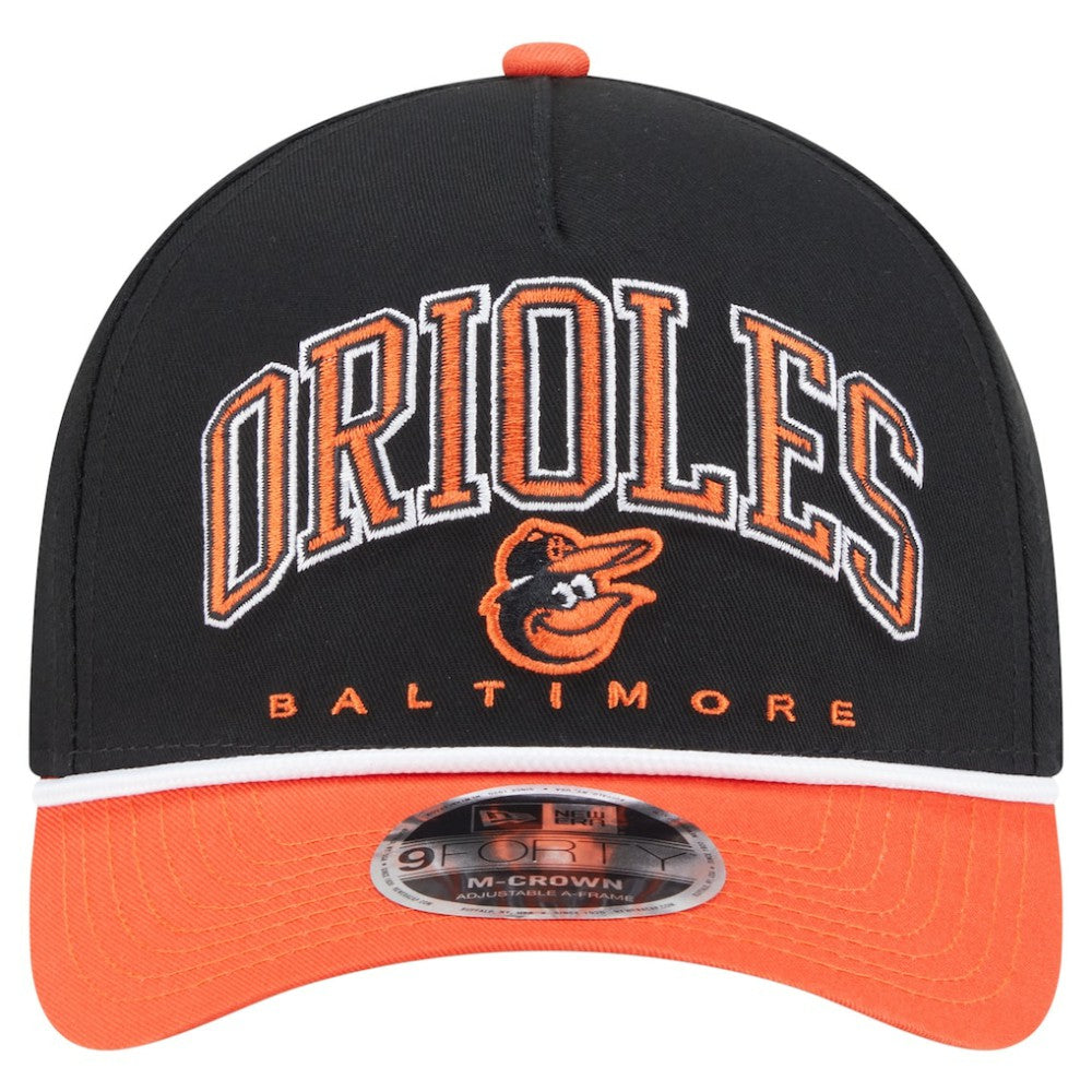 Baltimore Orioles New Era Arch 9FORTY A-Frame M-Crown Adjustable Hat - Black/Orange Hats