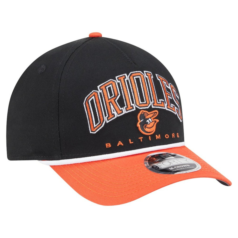 Baltimore Orioles New Era Arch 9FORTY A-Frame M-Crown Adjustable Hat - Black/Orange Hats