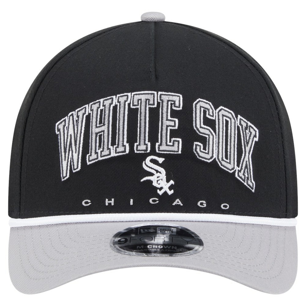 Chicago White Sox New Era Arch 9FORTY A-Frame M-Crown Adjustable Hat - Black/Gray Hats