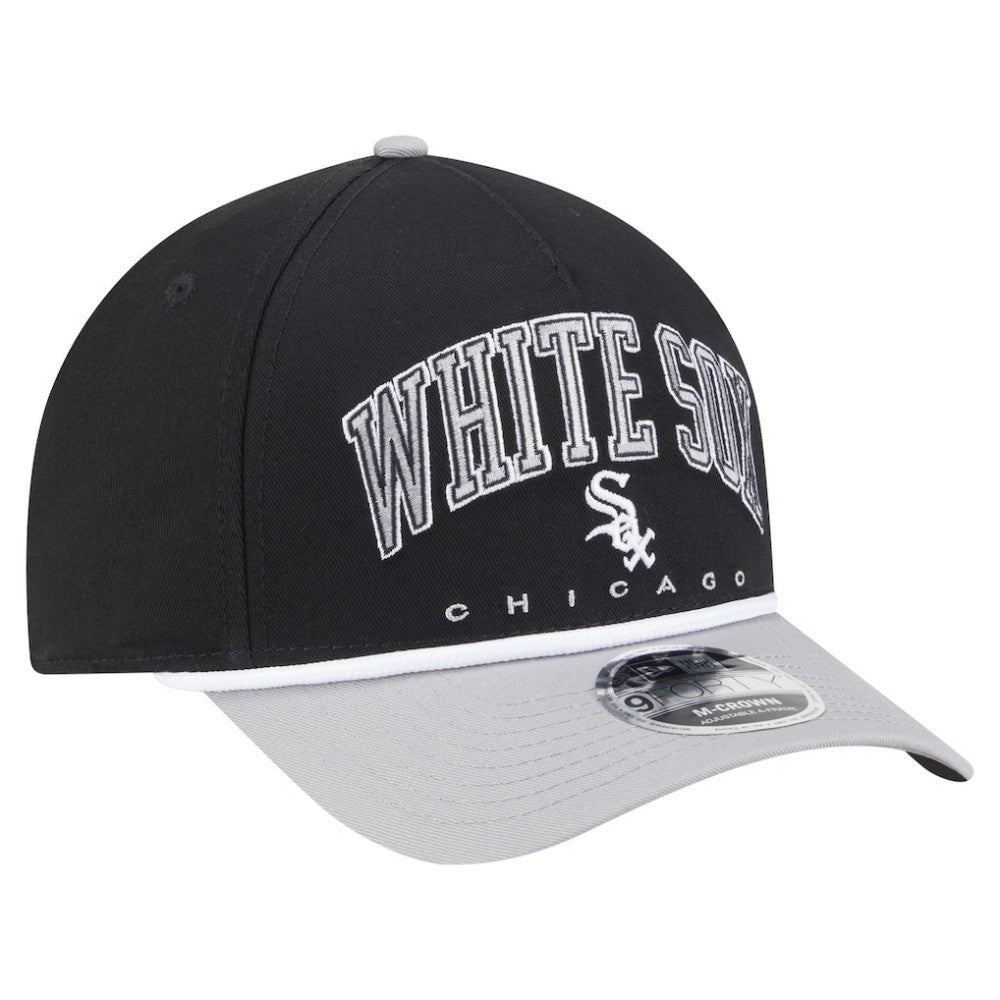 Chicago White Sox New Era Arch 9FORTY A-Frame M-Crown Adjustable Hat - Black/Gray Hats