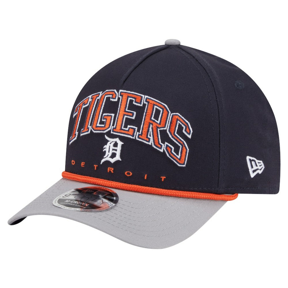 Detroit Tigers New Era Arch 9FORTY A-Frame M-Crown Adjustable Hat - Navy/Gray Hats