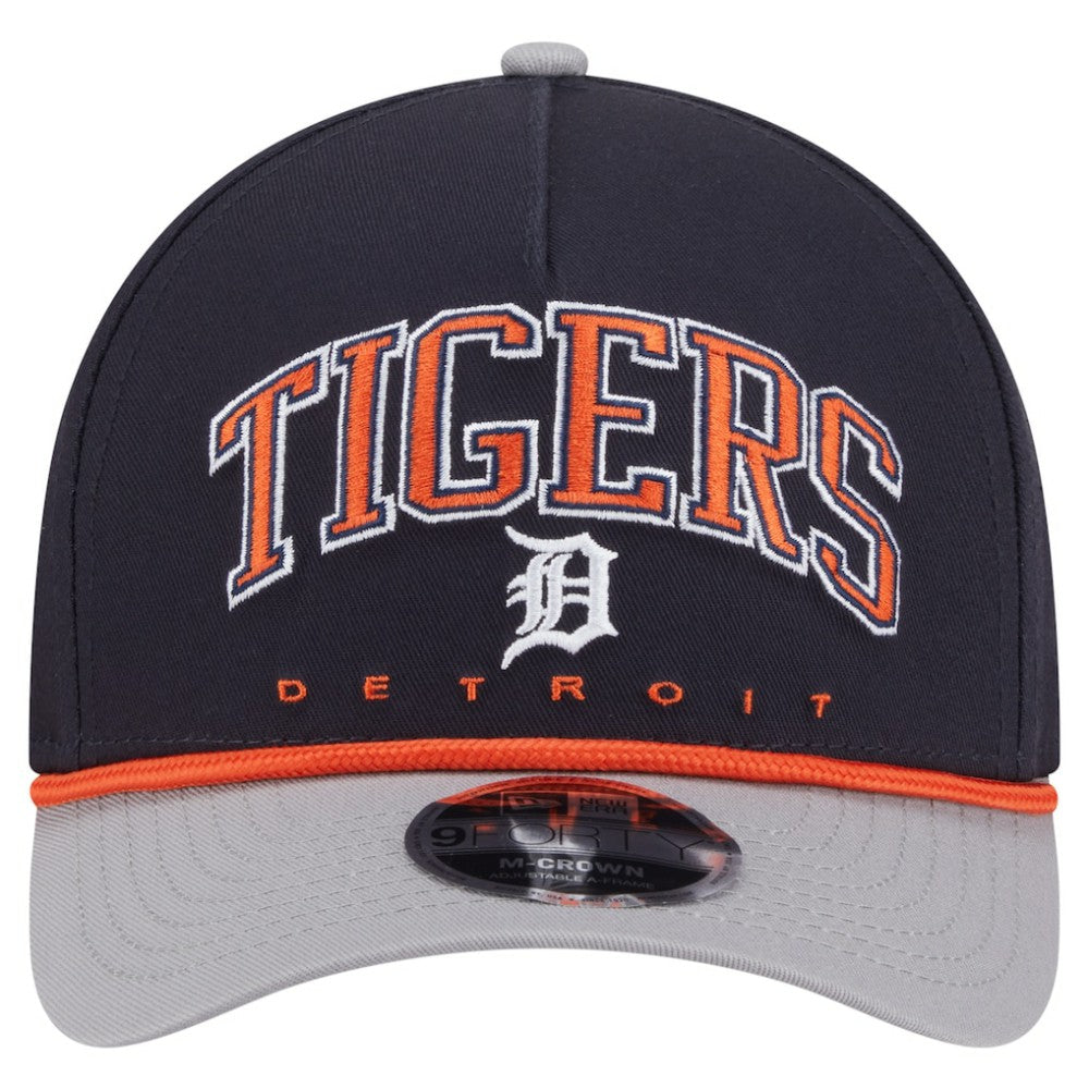 Detroit Tigers New Era Arch 9FORTY A-Frame M-Crown Adjustable Hat - Navy/Gray Hats