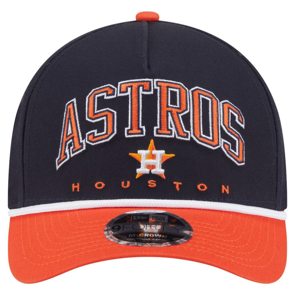 Houston Astros New Era Arch 9FORTY A-Frame M-Crown Adjustable Hat - Navy/Orange Hats