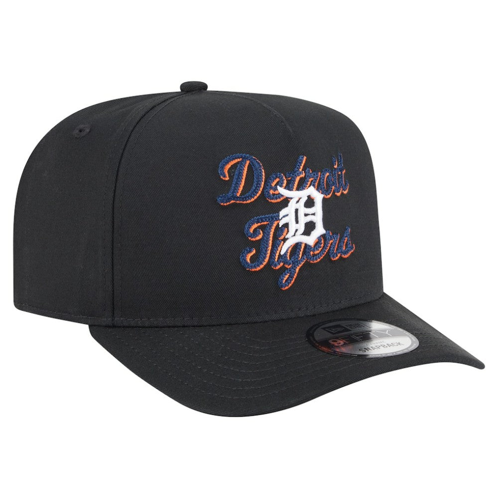 Detroit Tigers New Era Chainstitch 9FIFTY A-Frame Snapback Hat - Black Hats