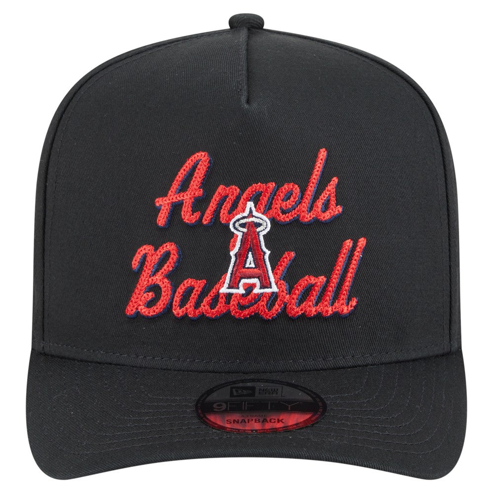Los Angeles Angels New Era Chainstitch 9FIFTY A-Frame Snapback Hat - Black Hats