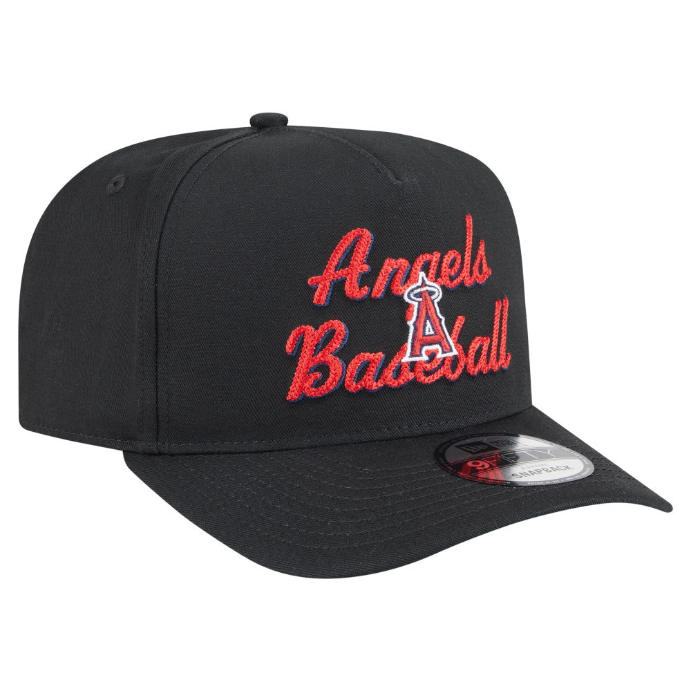 Los Angeles Angels New Era Chainstitch 9FIFTY A-Frame Snapback Hat - Black Hats