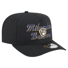 Milwaukee Brewers New Era Chainstitch 9FIFTY A-Frame Snapback Hat - Black Hats