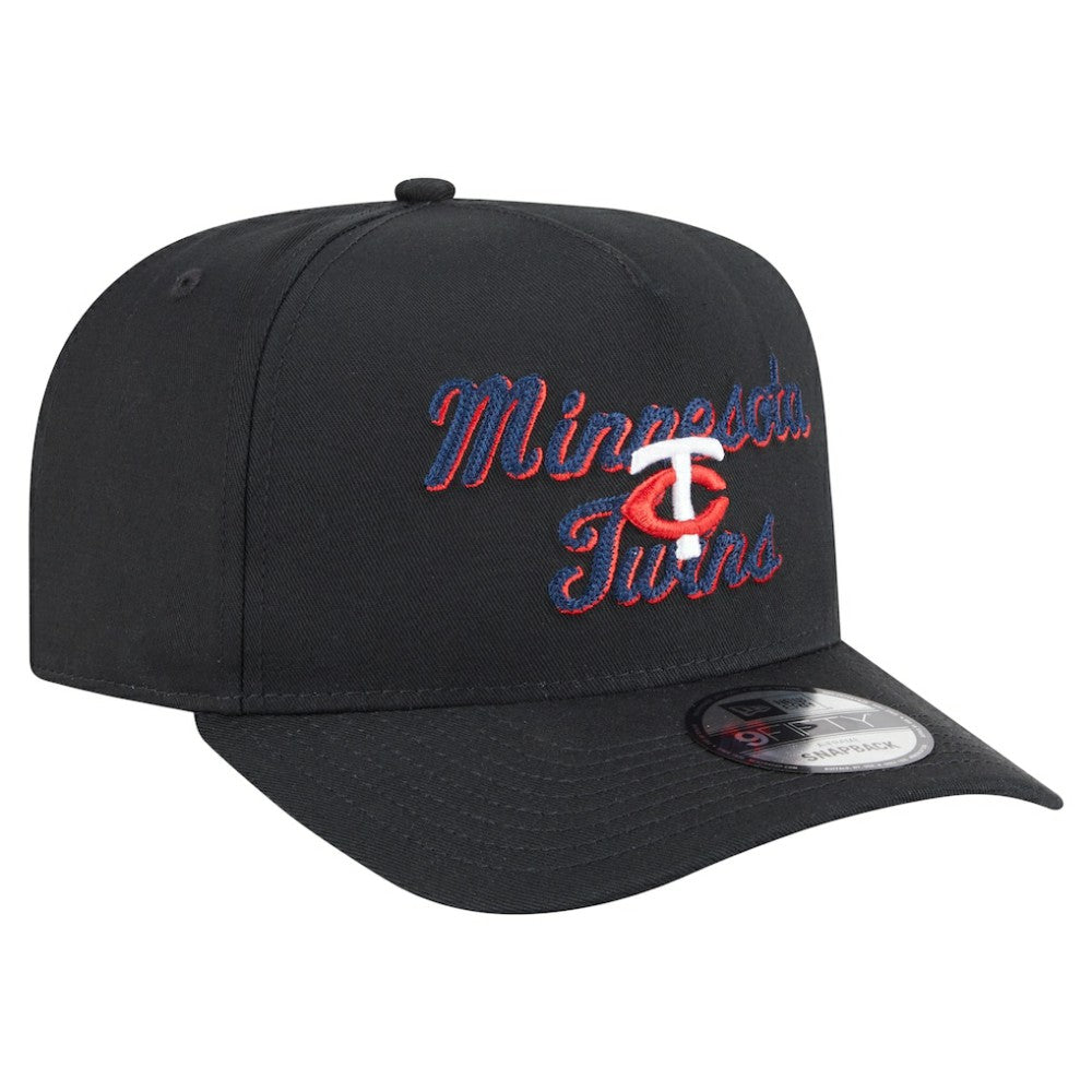Minnesota Twins New Era Chainstitch 9FIFTY A-Frame Snapback Hat - Black Hats