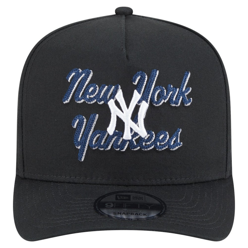 New York Yankees New Era Chainstitch 9FIFTY A-Frame Snapback Hat - Black Hats