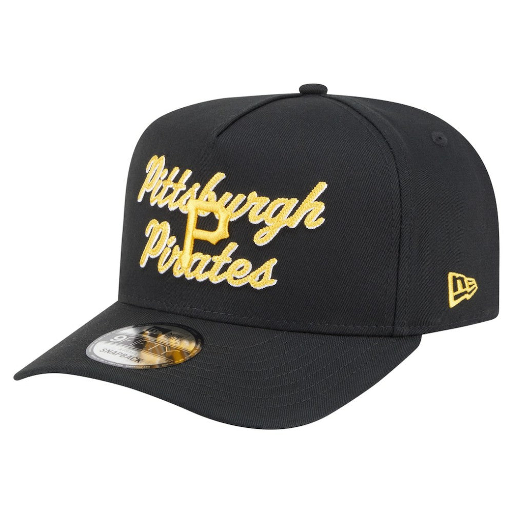 Pittsburgh Pirates New Era Chainstitch 9FIFTY A-Frame Snapback Hat - Black Hats