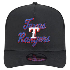 Texas Rangers New Era Chainstitch 9FIFTY A-Frame Snapback Hat - Black Hats