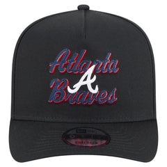 Atlanta Braves New Era Chainstitch 9FIFTY A-Frame Snapback Hat - Black Hats