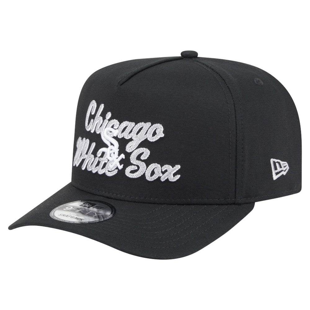 Chicago White Sox New Era Chainstitch 9FIFTY A-Frame Snapback Hat - Black Hats