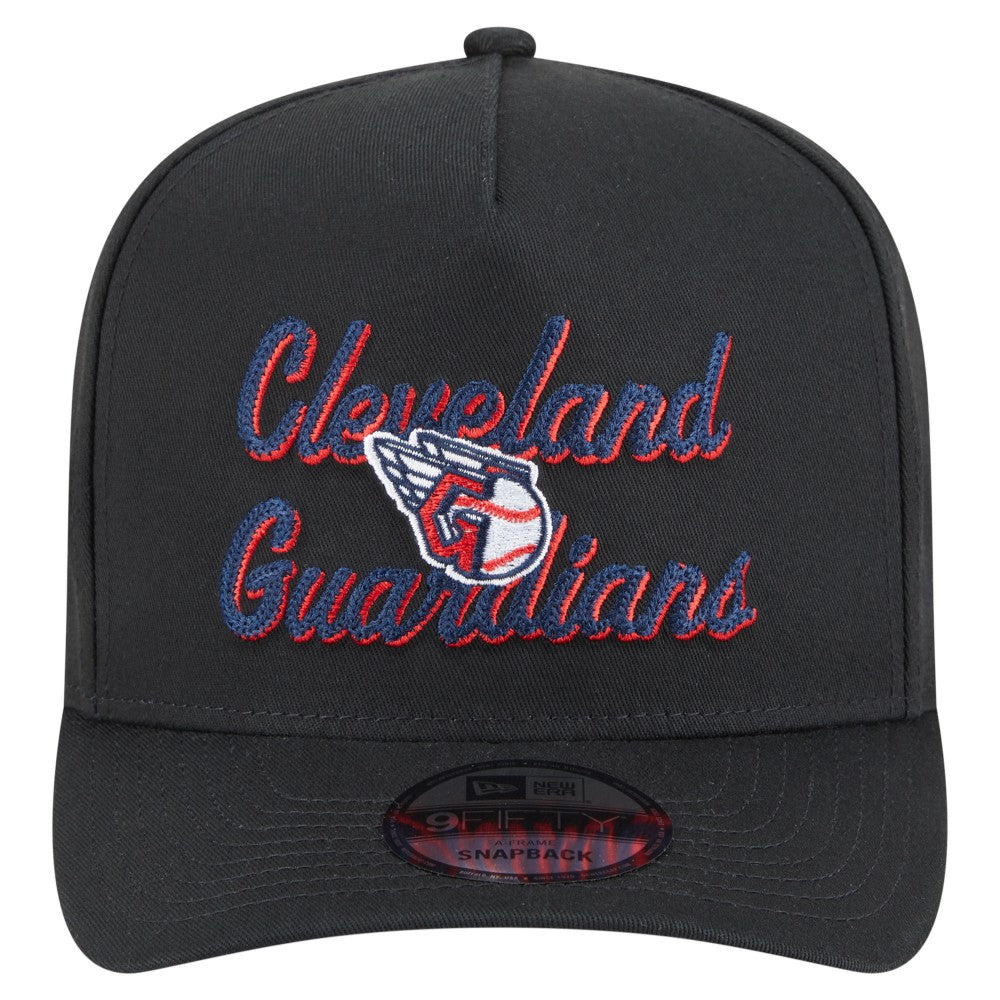 Cleveland Guardians New Era Chainstitch 9FIFTY A-Frame Snapback Hat - Black Hats