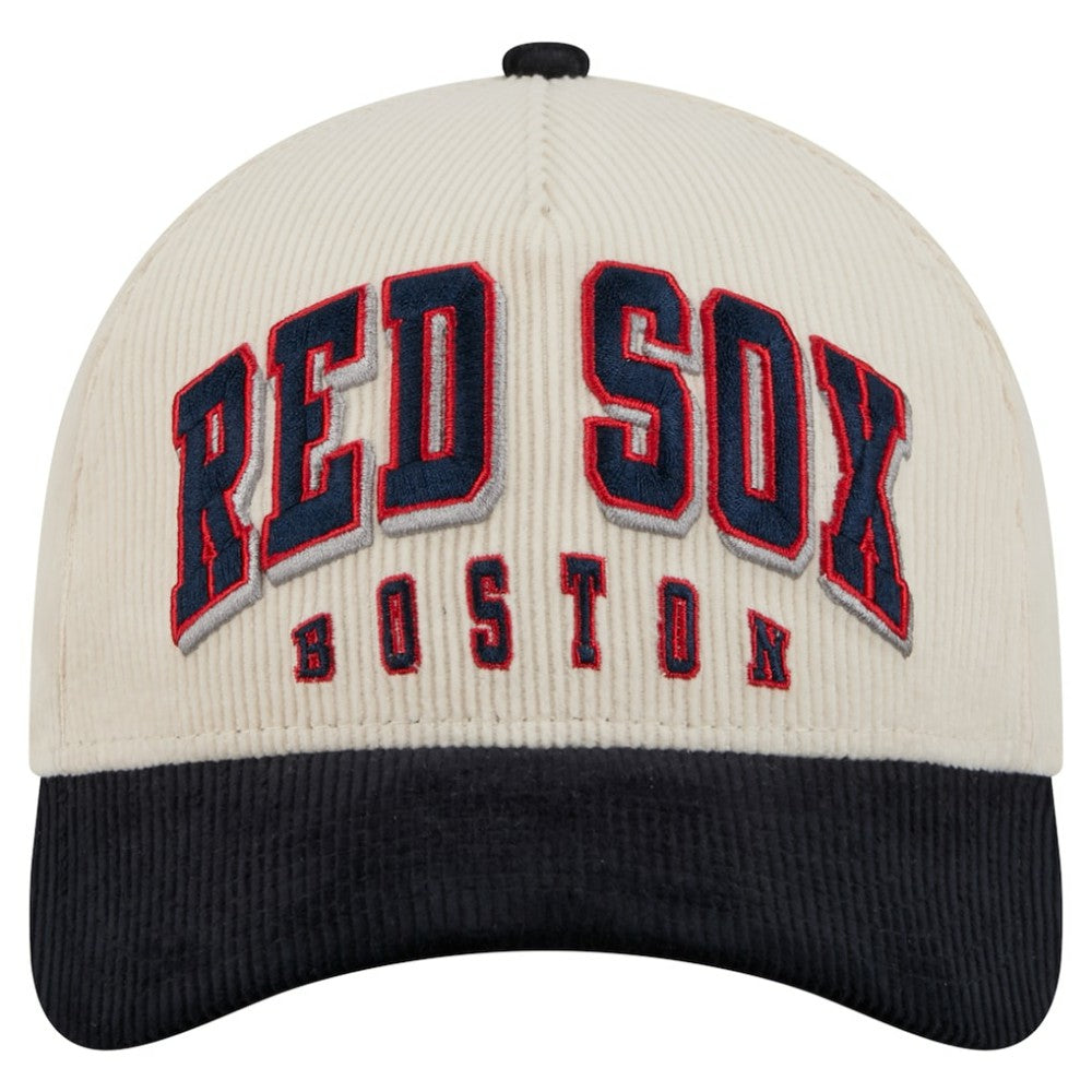 Boston Red Sox New Era Sided Corduroy 9FORTY A-Frame Adjustable Hat - Cream/Navy Hats