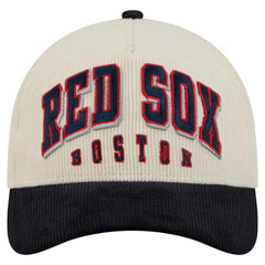 Boston Red Sox New Era Sided Corduroy 9FORTY A-Frame Adjustable Hat - Cream/Navy Hats