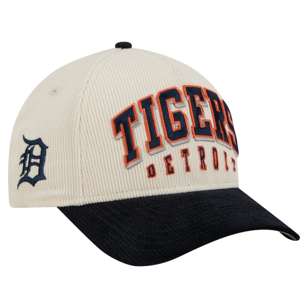 Detroit Tigers New Era Sided Corduroy 9FORTY A-Frame Adjustable Hat - Cream/Navy Hats