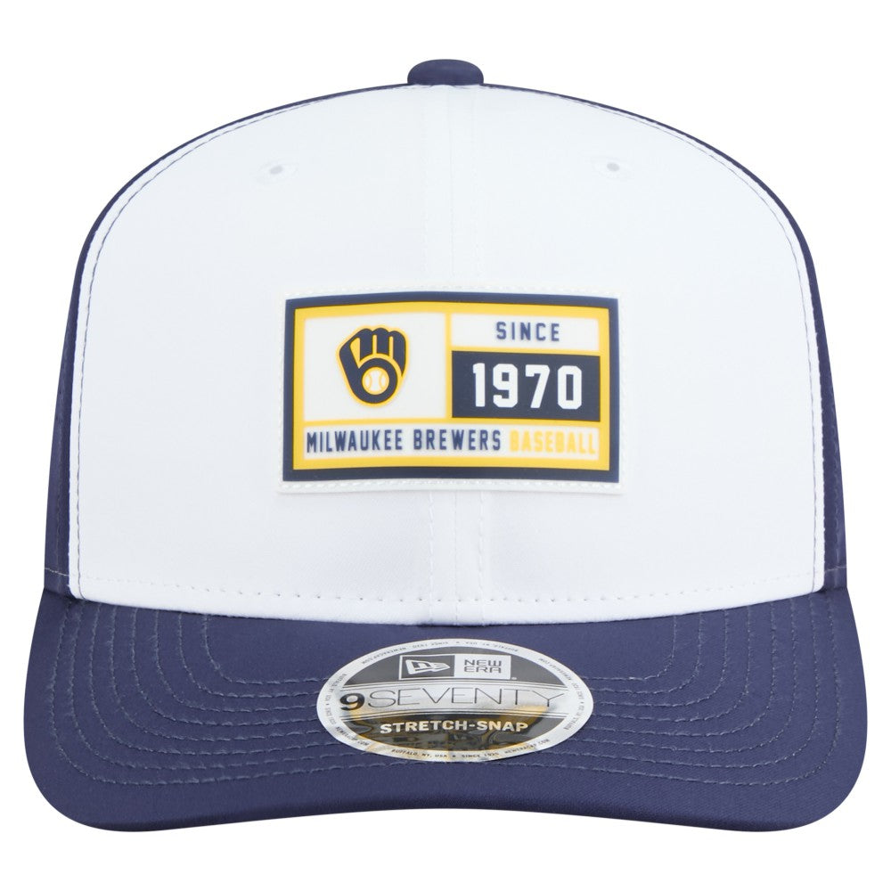 Milwaukee Brewers New Era Established Patch 9SEVENTY Adjustable Hat - White/Navy Hats