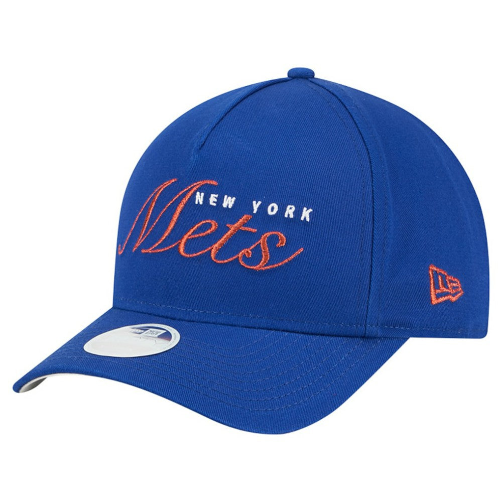 New York Mets New Era Women's Metallic A-Frame 9FORTY Adjustable Hat - Royal Hats