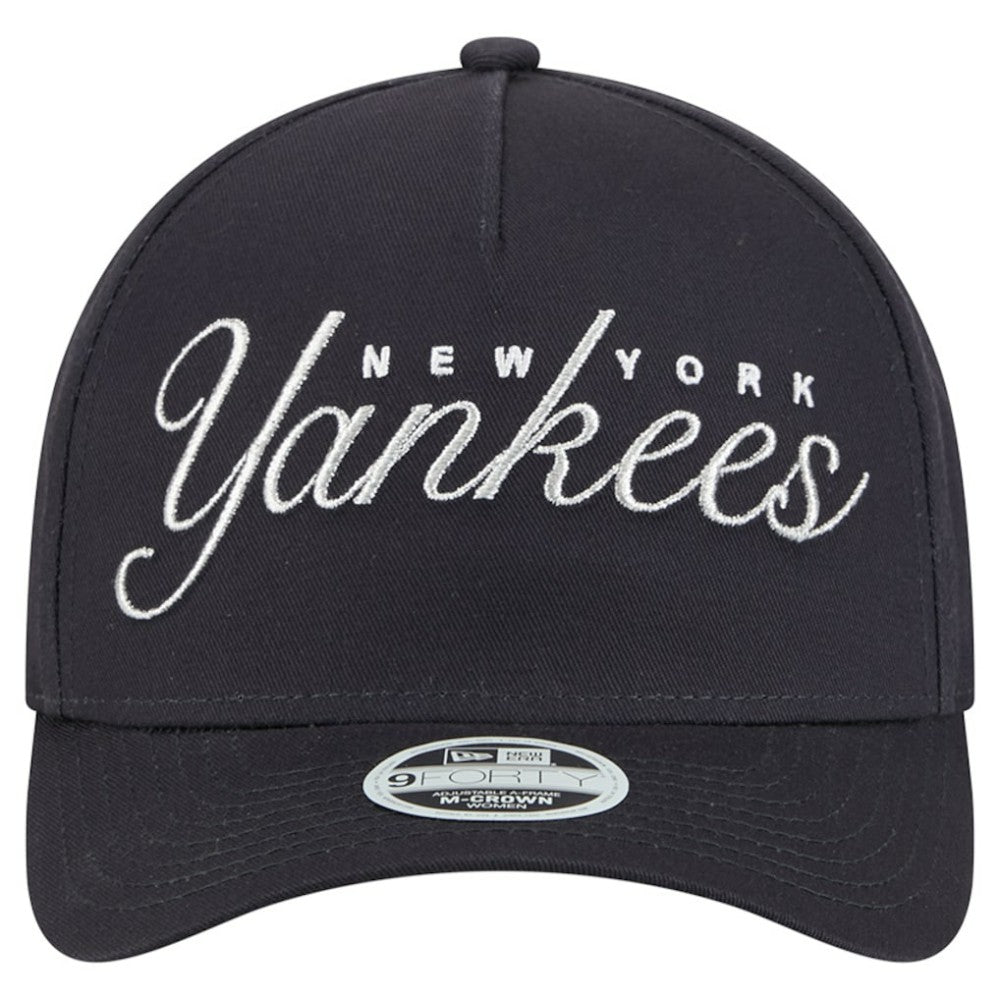 New York Yankees New Era Women's Metallic A-Frame 9FORTY Adjustable Hat - Navy Hats