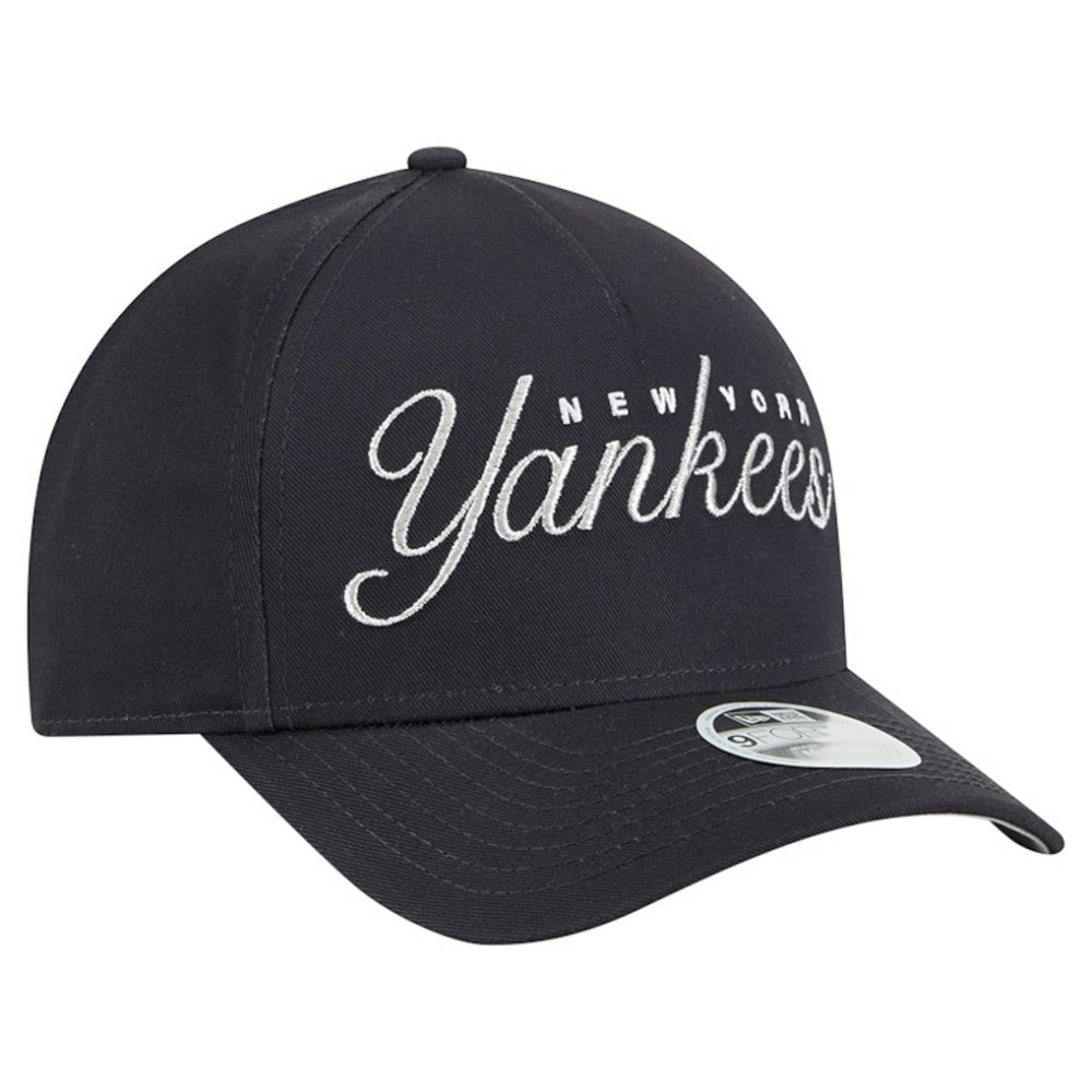 New York Yankees New Era Women's Metallic A-Frame 9FORTY Adjustable Hat - Navy Hats