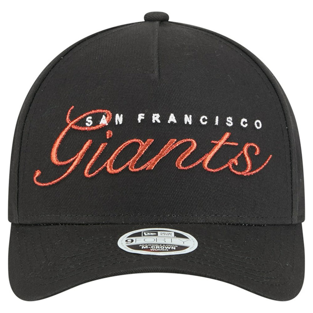 San Francisco Giants New Era Women's Metallic A-Frame 9FORTY Adjustable Hat - Black Hats
