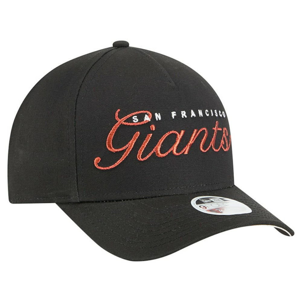 San Francisco Giants New Era Women's Metallic A-Frame 9FORTY Adjustable Hat - Black Hats