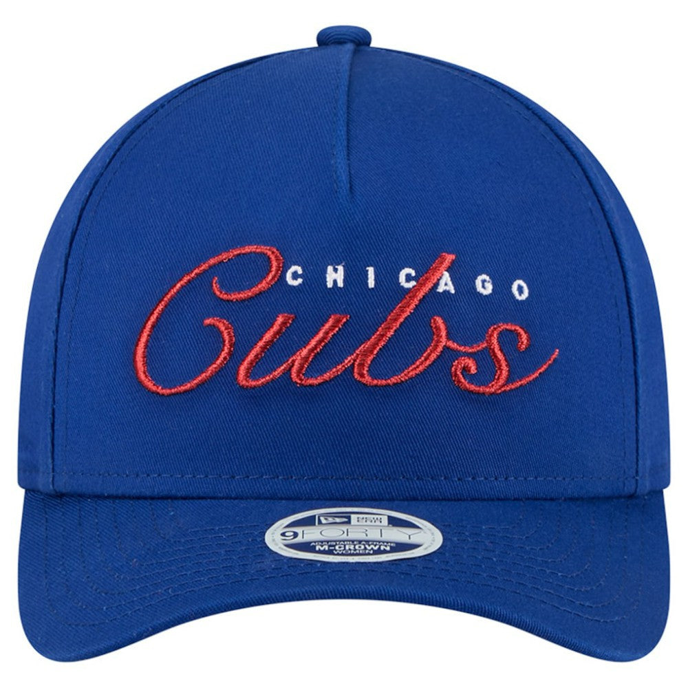 Chicago Cubs New Era Women's Metallic A-Frame 9FORTY Adjustable Hat - Royal Hats