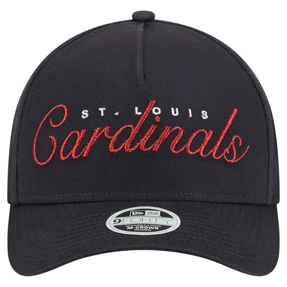 St. Louis Cardinals New Era Women's Metallic A-Frame 9FORTY Adjustable Hat - Navy Hats