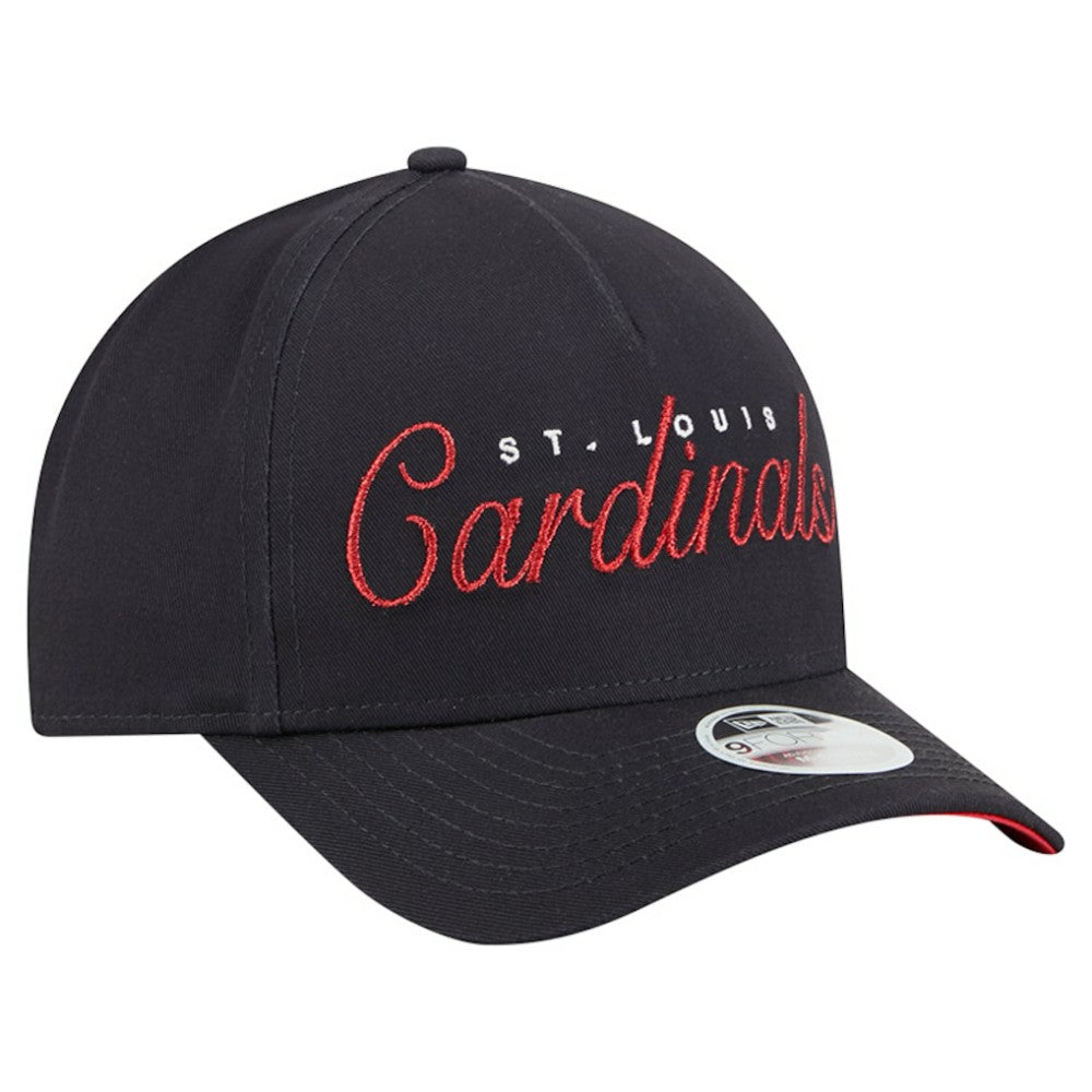 St. Louis Cardinals New Era Women's Metallic A-Frame 9FORTY Adjustable Hat - Navy Hats