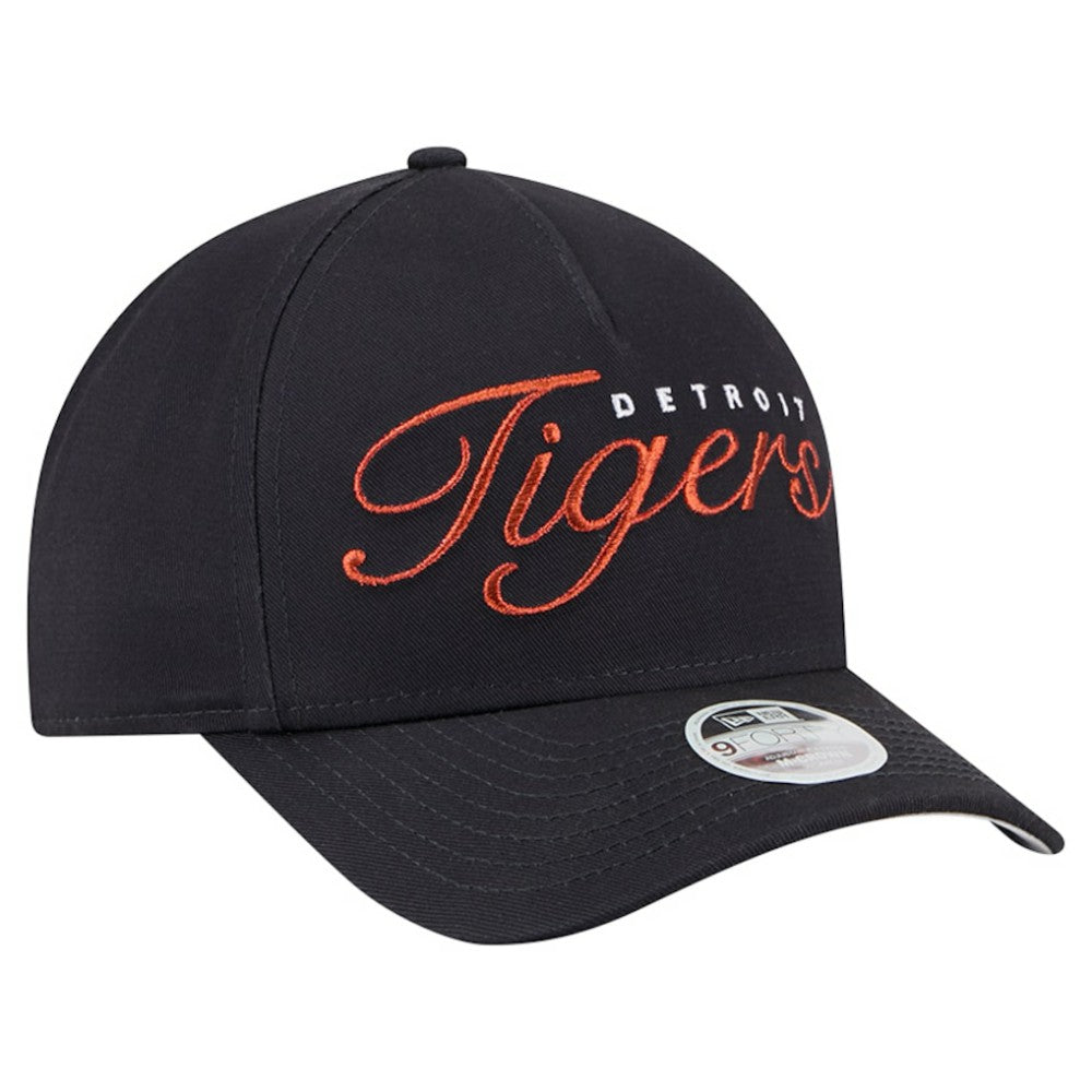 Detroit Tigers New Era Women's Metallic A-Frame 9FORTY Adjustable Hat - Navy Hats