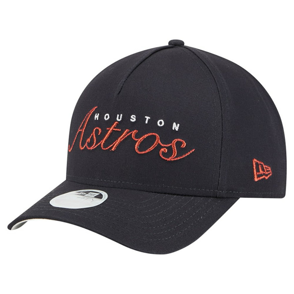 Houston Astros New Era Women's Metallic A-Frame 9FORTY Adjustable Hat - Navy Hats